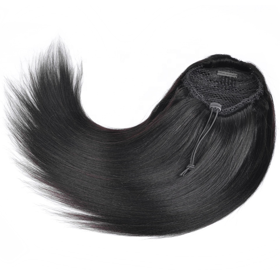 Clebrity ponytail hairstyle high sleek ponytail hair extension young girl fashion human ponytail short clip in 120g natural black 1b