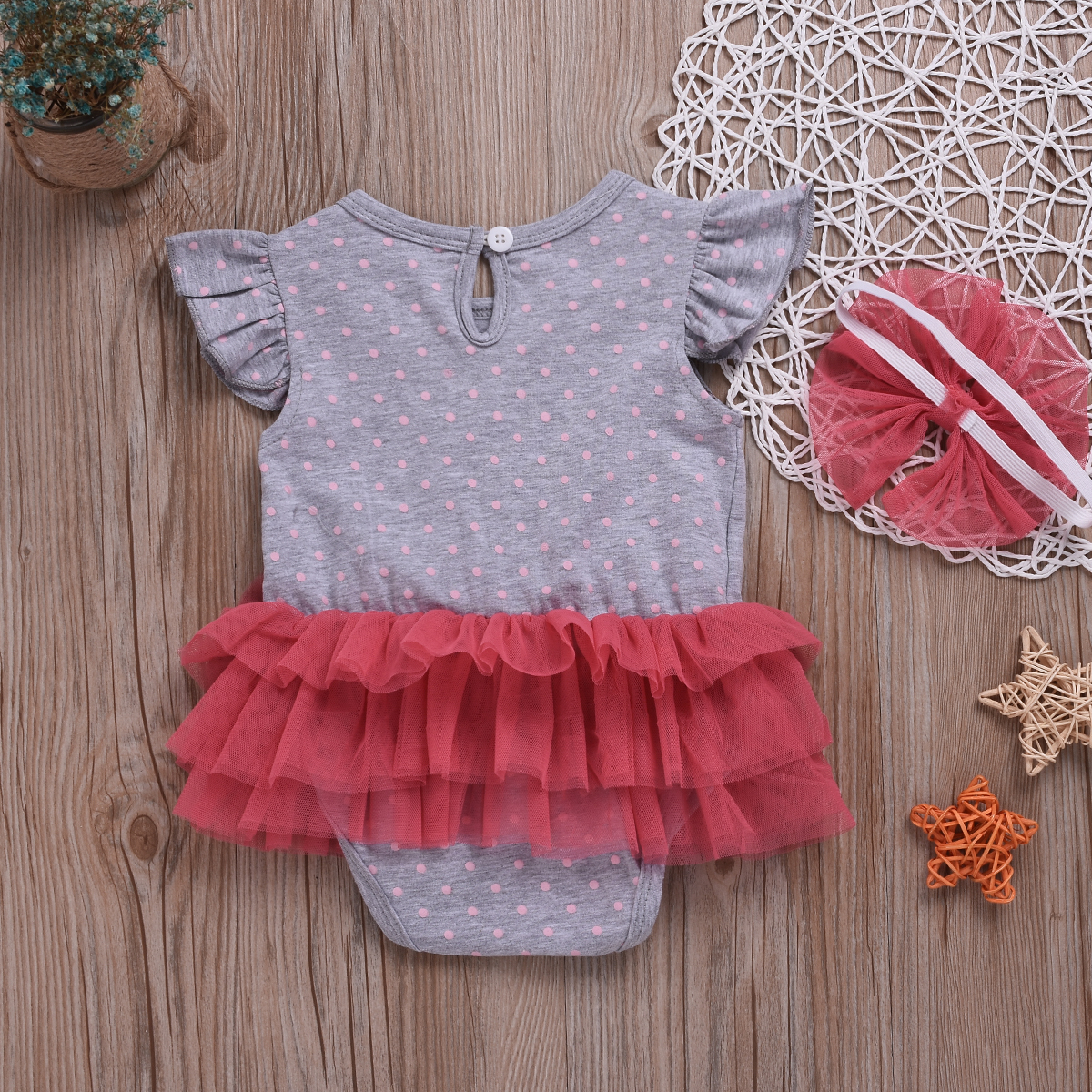 Infant baby girls swan dot rompers with bow headband lace Tulle jumpsuits bodysuit onesies fashion boutique kids clothes 0-24M B11