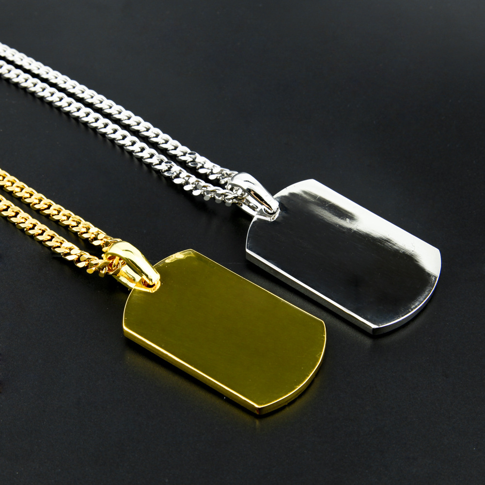 Hip Hop Iced Out Gold Silver Bling Dog Tag Army Card Chain Necklace Full Diamond Rapper guys Cuban Chains Jewelry Gifts for Men and Women