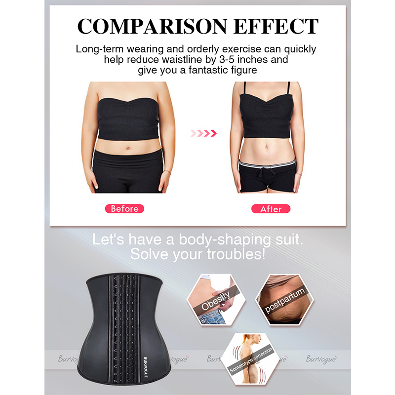 Burvogue Women Latex Corset Waist Control Corset And Bustier Steel Bone Underbust Waist Trainer Corset Slimming Shaper Corselet Y19070301