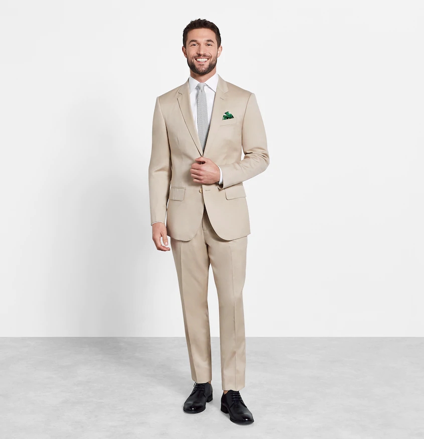 Beige Beach Wedding Tuxedos Side Vent Two Button Groom Wear For Wedding Formal Prom Party Blazer Suits (Jacket+Pants)