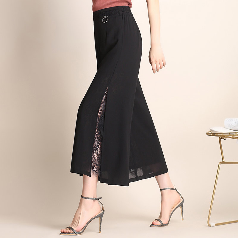 Seven Chiffon Wide Leg Pants Female Summer High Waist Slit Lace Pants Loose Straight Lace Splice Womens 168H, Black
Seven Chiffon Wide Leg Pants Female Summer High Waist Slit Lace Pants Loose Straight Lace Splice Womens 168H, Black