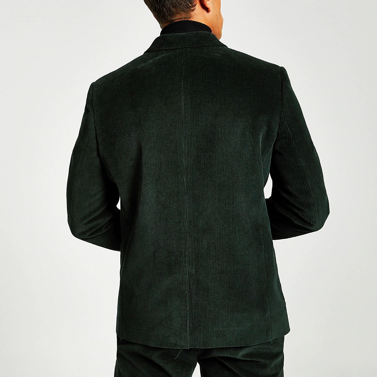Dark Green Wool Blend Stripe Men Wedding Suits Double Breasted Peaked Lapel Groom Wear Formal Prom Suit(Jacket+Pants)