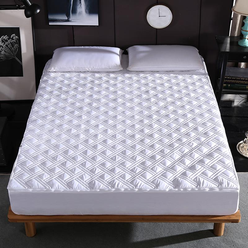 Thicken Solid Color Bed Mattress Cover Protector Pad Quilted Fitted Sheet Bed 6 Sides All Sealed With Zipper Home Hotel Textile