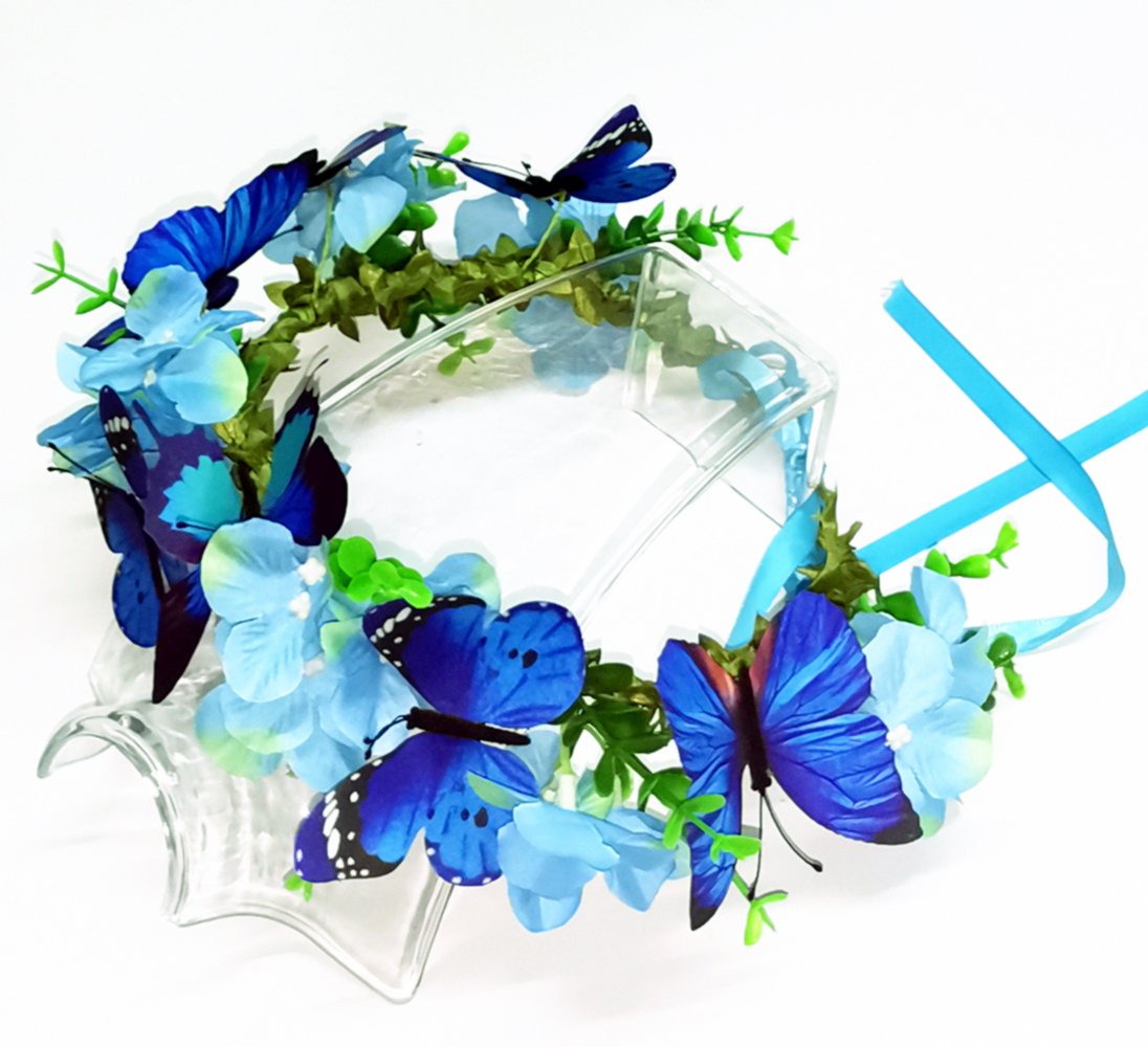 navy bule butterflies and blue flowers crown wedding hair accessories wedding accessories bridal headband headpiece for women or ladies