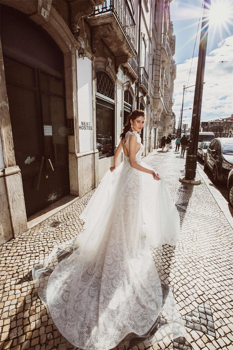sexy side split wedding dresses spaghetti neck lace appliqued sweep train beach boho country style plus size wedding dress bridal gowns