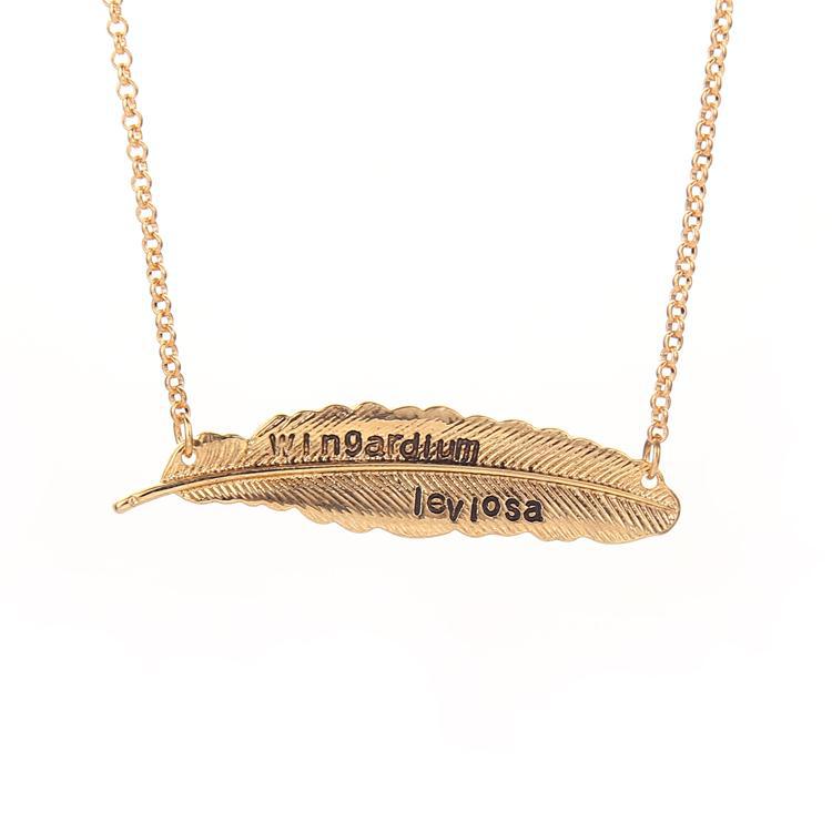 Book Letter Wingardium Leviosa Pendant Necklace Feather Pendants for Women Men Silver Gold Plated Fans Fashion Jewelry 5929 
Book Letter Wingardium Leviosa Pendant Necklace Feather Pendants for Women Men Silver Gold Plated Fans Fashion Jewelry 5929