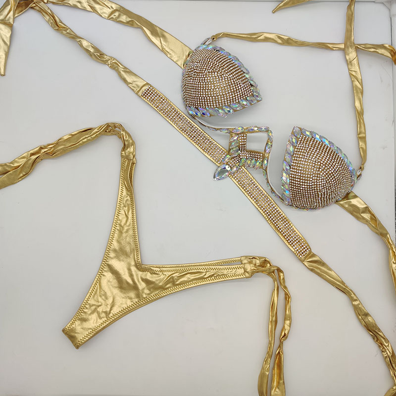 Bikinis Set Vacation Diamond Bikini Rhinestone Swimwear Sexy Women Bathing Suit Bling Stones Beachwear1