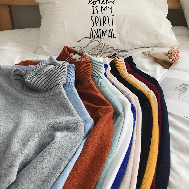 LEGIBLE Men winter Sweaters Mens Turtleneck Black Pullover Sweaters male Korean solid black couple Colorful Clothing CJ191130