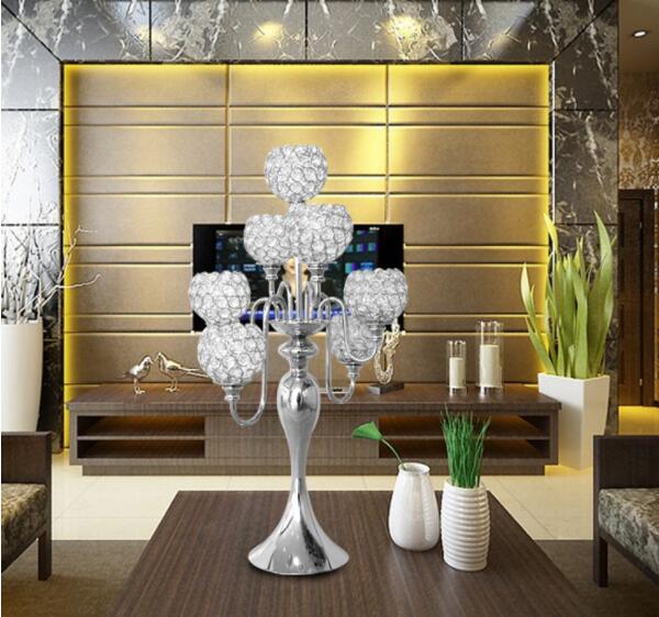 Metal Candel holder For Wedding Decoration Alloy Candlestick 7 arms Wedding Prop Candle Holders Tabletop Ornament