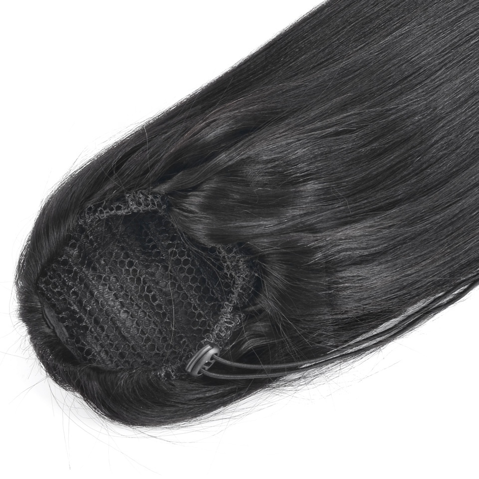 Clebrity ponytail hairstyle high sleek ponytail hair extension young girl fashion human ponytail short clip in 120g natural black 1b