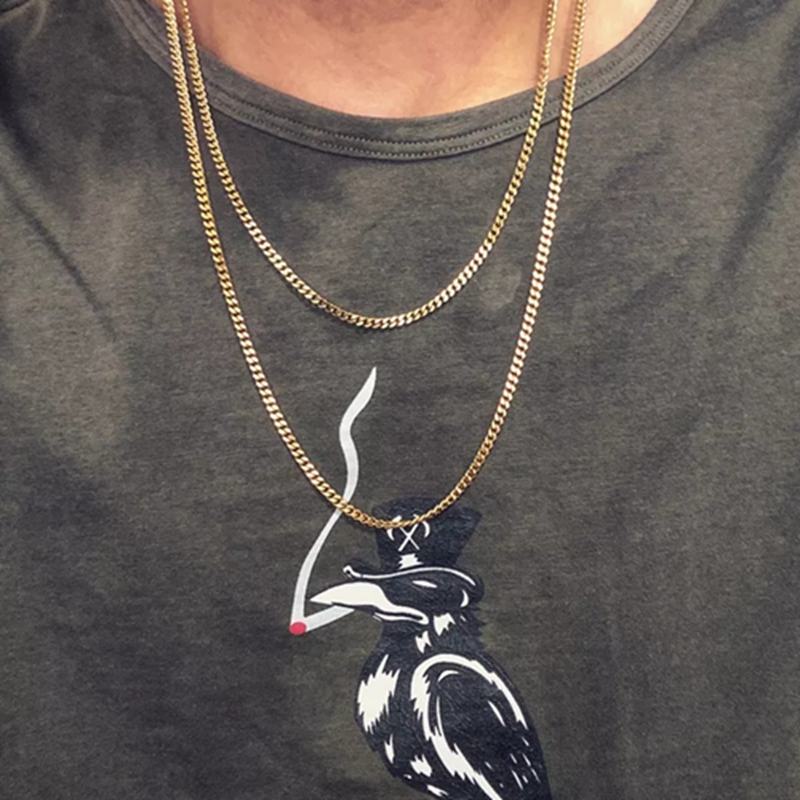 New Sier Miami Cuban Link Mens Hip Hop Gold Chain Necklaces Jewelry