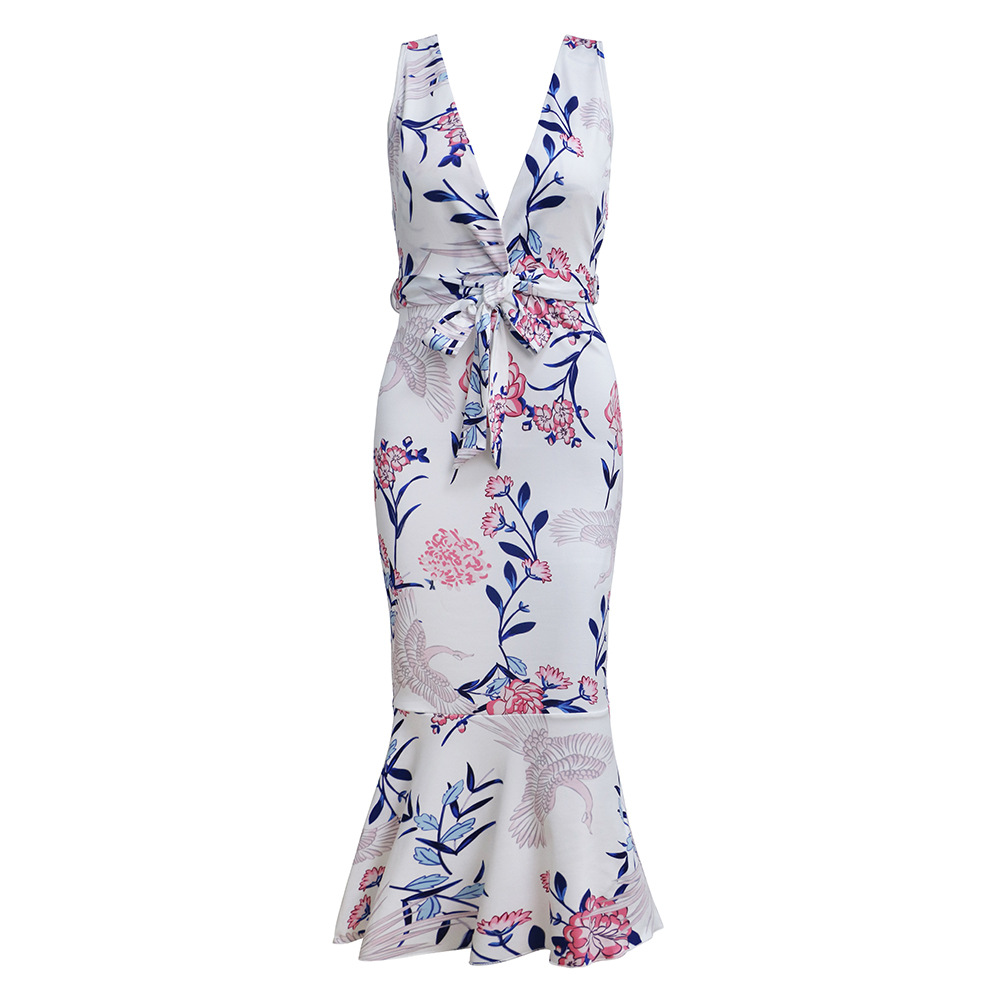 hot sale Summer Women Ruffled Flouncing Short-sleeved Waistband Long Dress V-neck High Waist Solid Elegant Ladies Sashes Vestidos