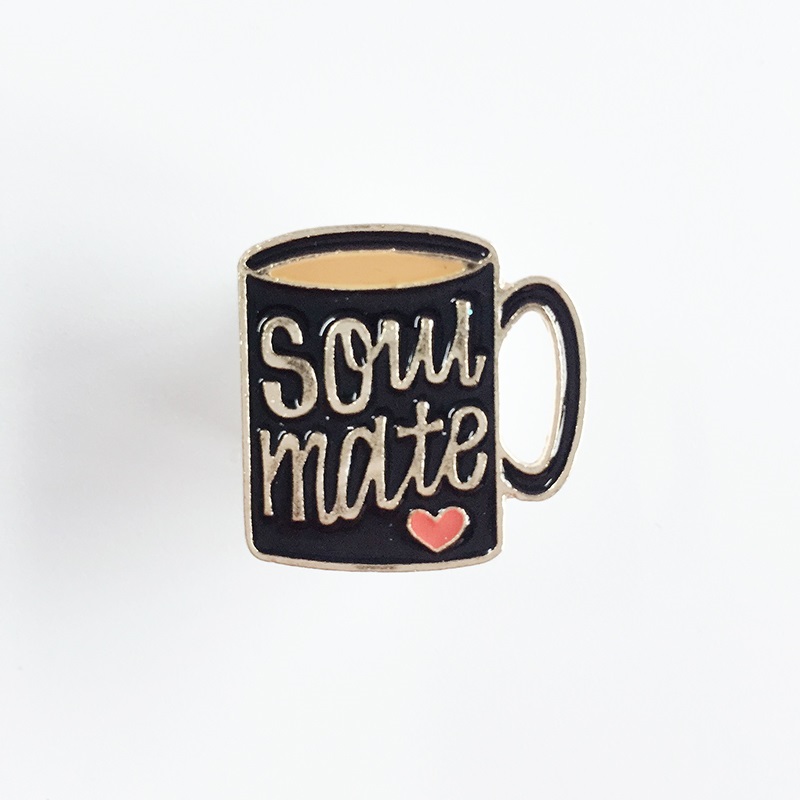 Black cup Soul Mate love cute personality creative brooch cartoon special tide new lapels denim badge pins, Gray
Black cup Soul Mate love cute personality creative brooch cartoon special tide new lapels denim badge pins, Gray
