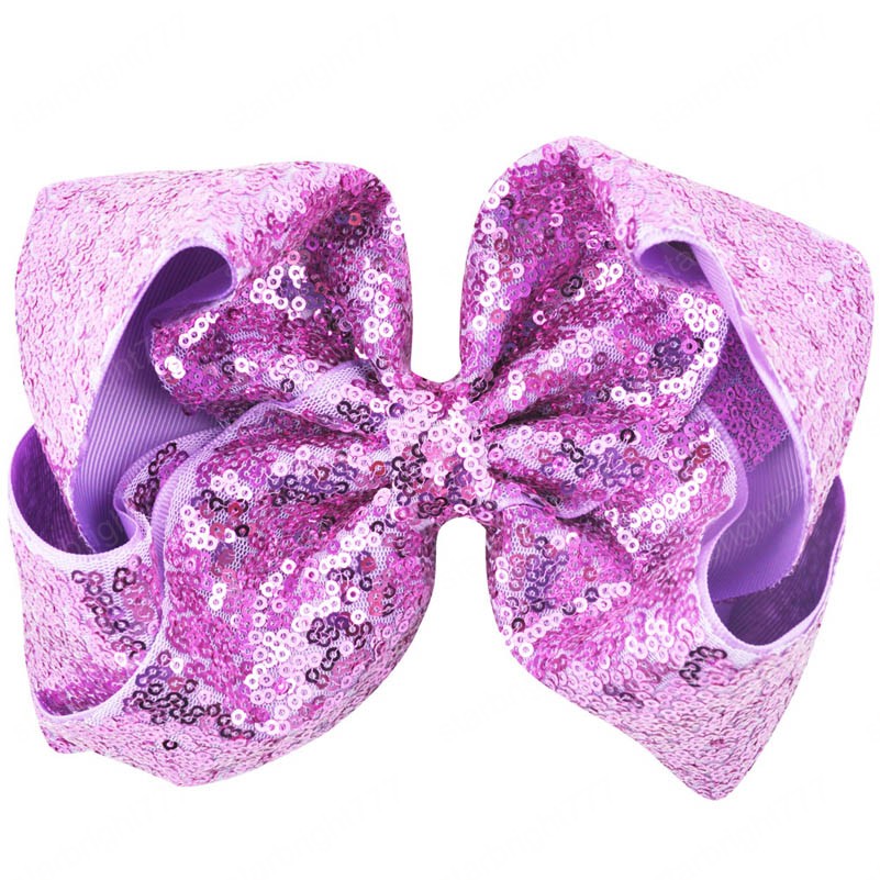 8 inch Women Rainbow Large Hair Bow Sequins Ribbon With Alligator Clip Children Headwear Bowknot Girls Hair Accessories