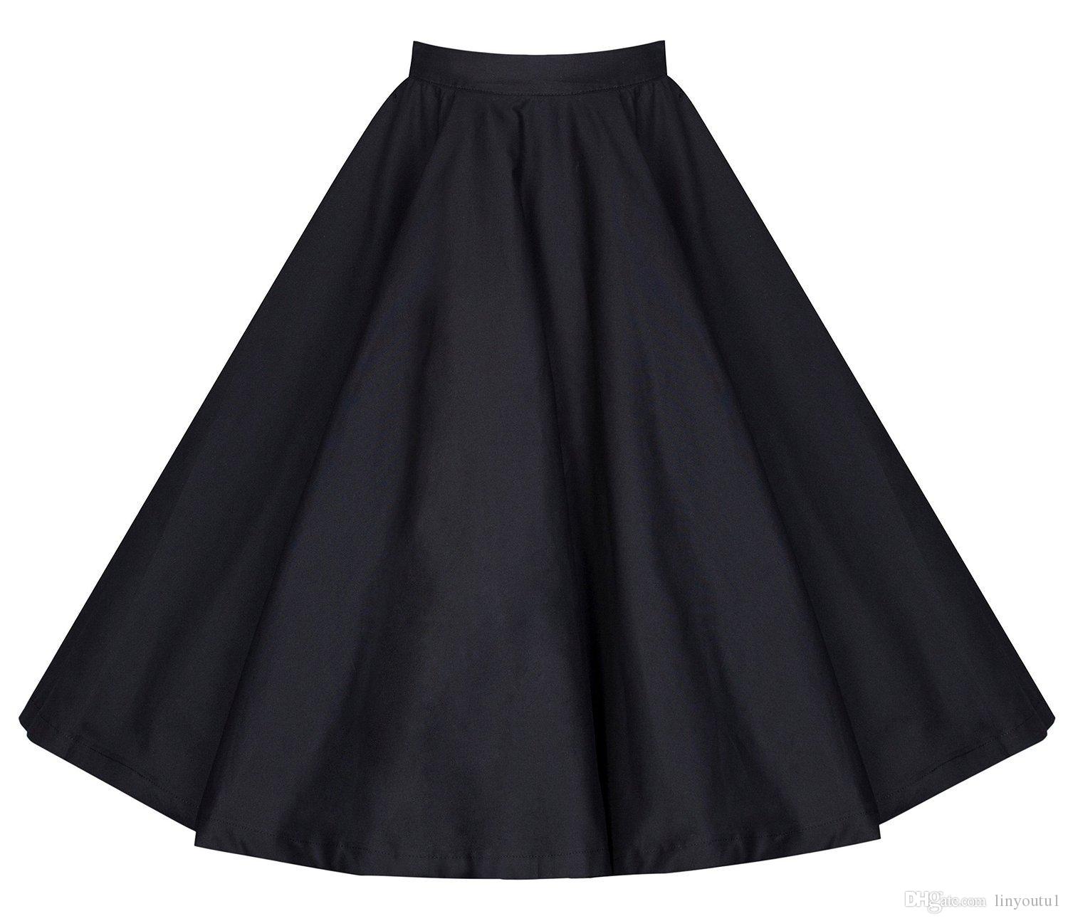 2020 Black Skirt Women High Waist Plus Size Floral Print Polka Dot Ladies Plaid Skirts Skater 50s Swing Vintage Skirts Womens