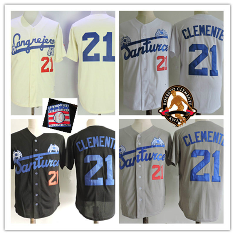 Mens 21 Roberto Clemente HOF patch Jersey Stitched grey white black SANTURCe CRABBERs Puerto Ricos Roberto Clemente baseball Jerseys -3XL
Mens 21 Roberto Clemente HOF patch Jersey Stitched grey white black SANTURCe CRABBERs Puerto Ricos Roberto Clemente baseball Jerseys -3XL
