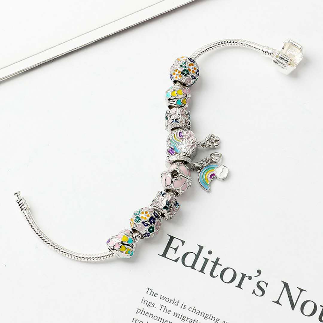 Wholesale-925 silver rainbow bracelet sky flower charm beads snake chain charms bracelets birthday gift Diy Jewelry
Wholesale-925 silver rainbow bracelet sky flower charm beads snake chain charms bracelets birthday gift Diy Jewelry