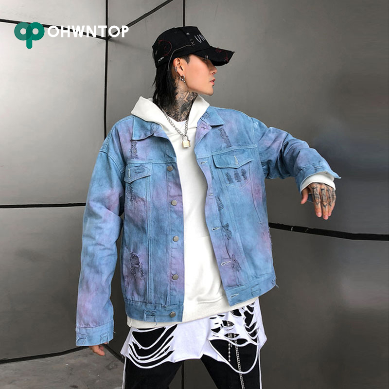 Vintage Men Tie Dye Denim Jacket Coats Ripped Distressed Jeans Jackets Coconut Spring Hip Hop Streetwear Casual Male Jean Coat, Blue
Vintage Men Tie Dye Denim Jacket Coats Ripped Distressed Jeans Jackets Coconut Spring Hip Hop Streetwear Casual Male Jean Coat, Blue