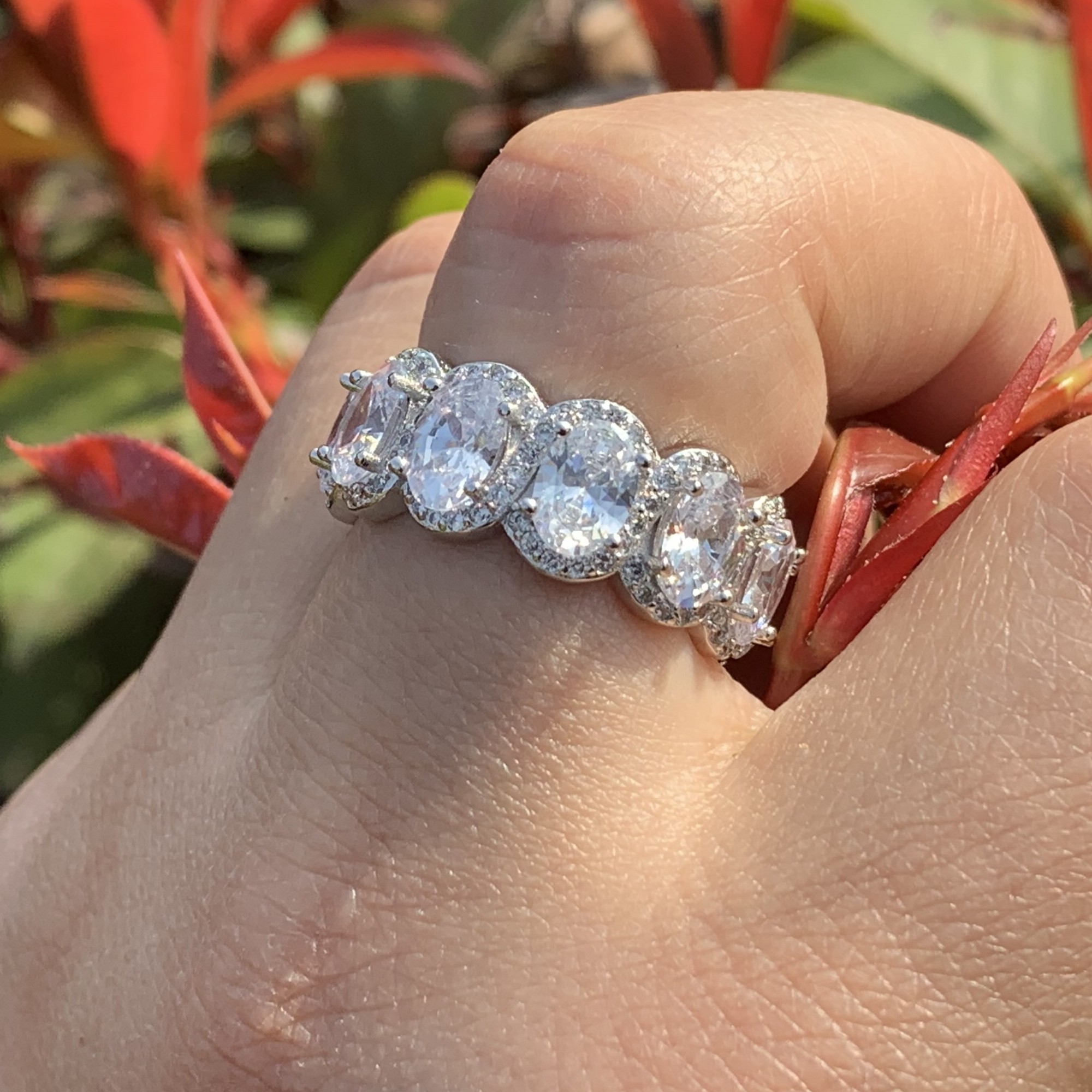 Size 5-11 New Arrival Luxury Jewelry 925 Sterling Silver Oval Cut White Topaz Promise Rings CZ Diamond Women Wedding Band Ring for Women