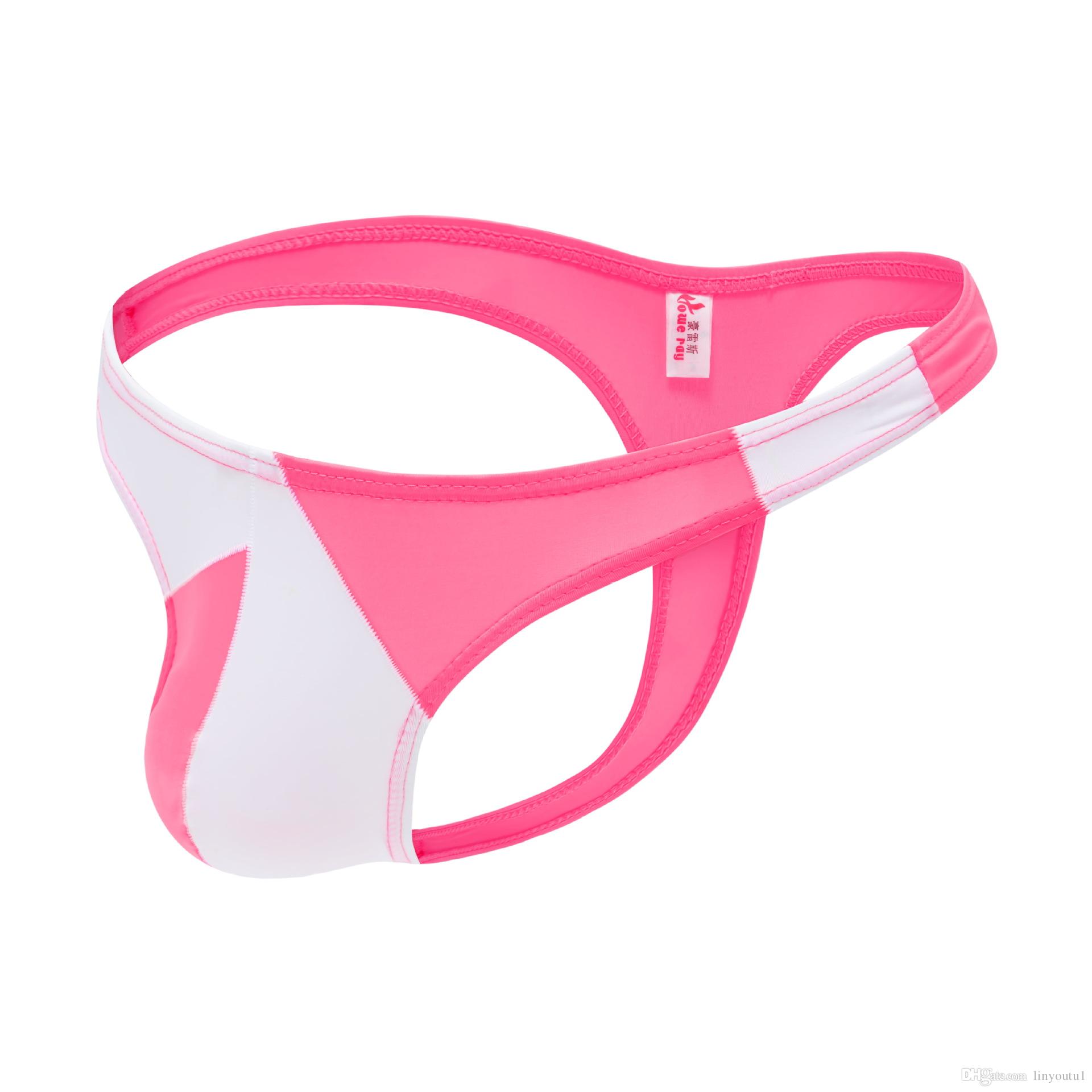 2020 Mens Underwear U Convex Thin Ice Silk Low Waist Contrast Color Men Thongs and G Strings Gay Underwear