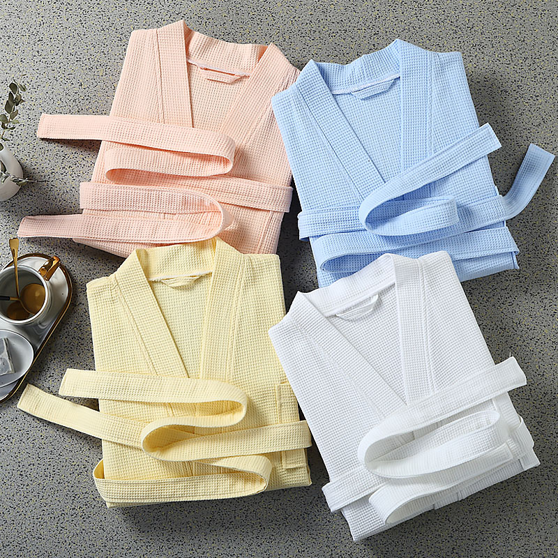 Men's Sleepwear 5 Star El Bathrobe Knee Length Summer Robe Cotton Waffle Bath Plus Size Kimono Men Women Dressing Gown