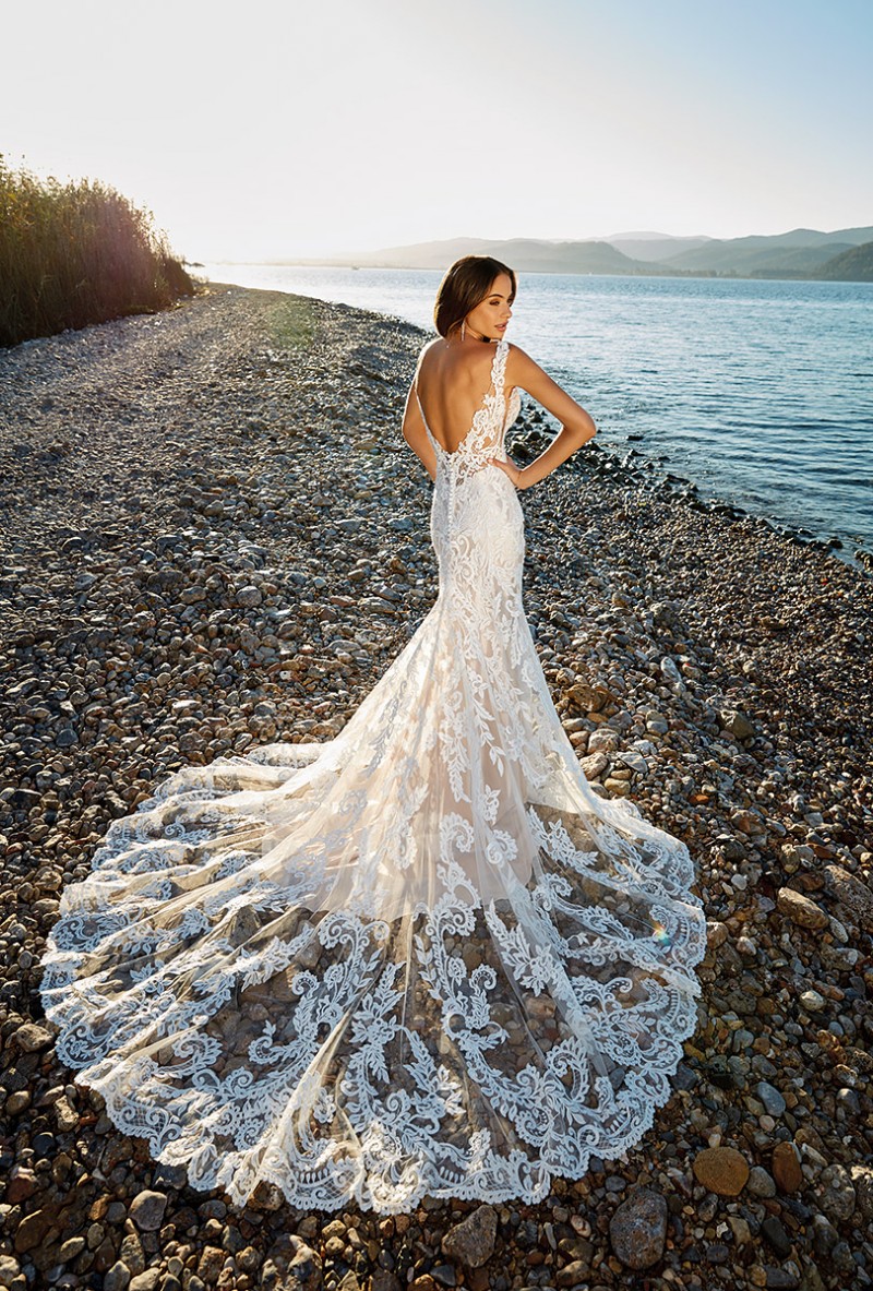 eddy k elegant wedding dresses lace appliqued v neck backless bridal gowns mermaid trumpet country boho beach wedding dress