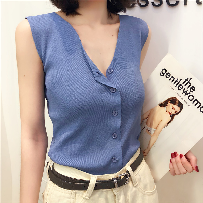 Woherb Summer Casual Knitted Tank Top Women 2019 Korean V-neck Sleeveless Vest Sexy Modis Single-breasted Tops Femme 21616, Apricot
Woherb Summer Casual Knitted Tank Top Women 2019 Korean V-neck Sleeveless Vest Sexy Modis Single-breasted Tops Femme 21616, Apricot