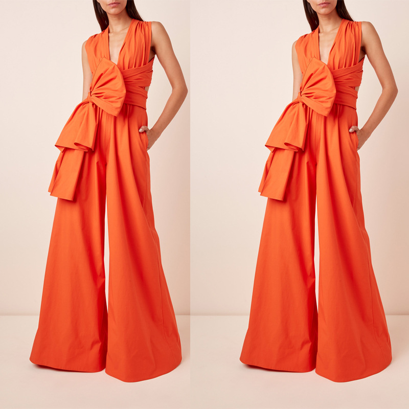 Lucyever Fashion Big Bow Sleeveless Jumpsuit Women Sexy V Neck Bodysuits with Wide Leg Pants for Woman Elegant Playsuits Mujer, Tu pian se
Lucyever Fashion Big Bow Sleeveless Jumpsuit Women Sexy V Neck Bodysuits with Wide Leg Pants for Woman Elegant Playsuits Mujer, Tu pian se
