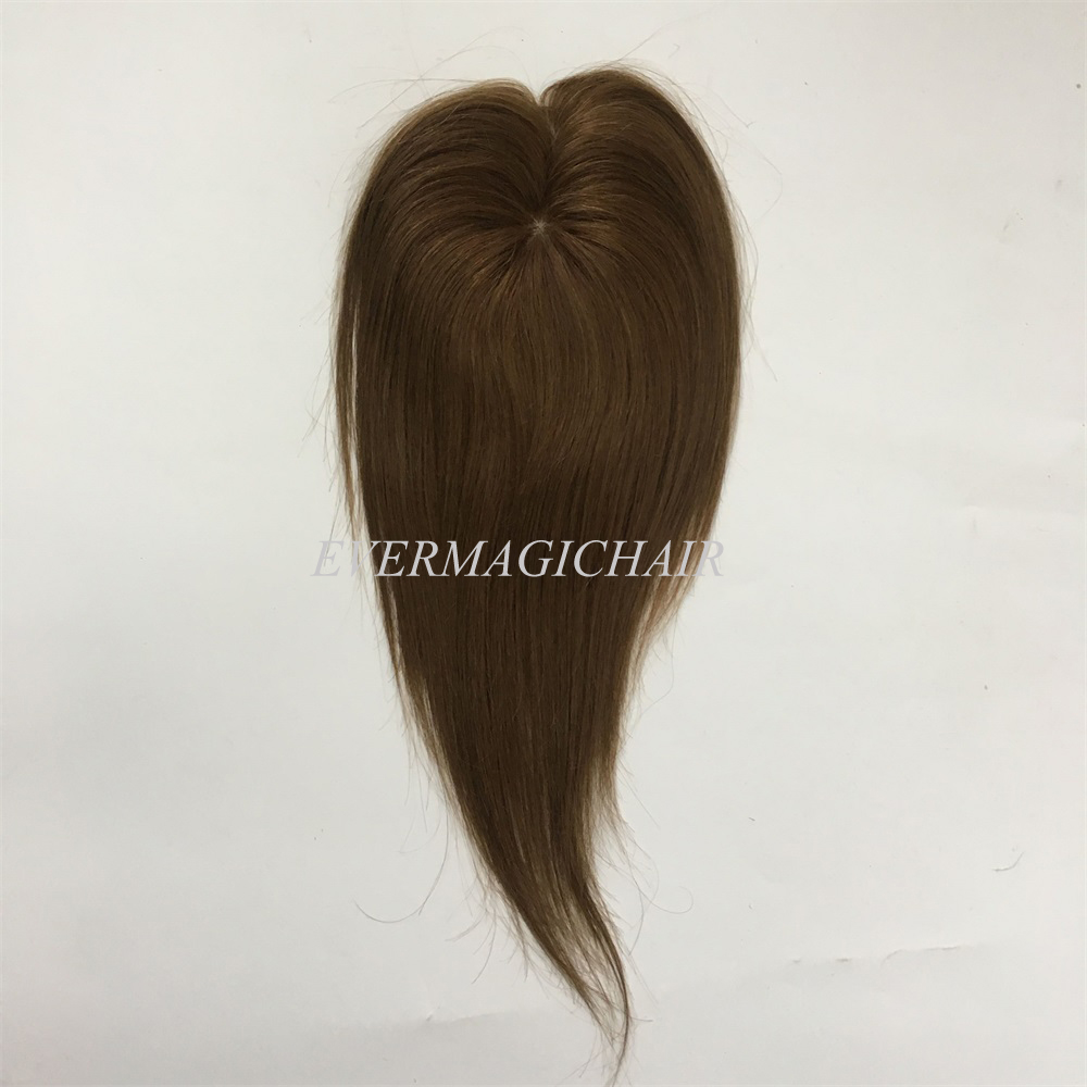 Toupee Hairpiece For Women Brazilian Virgin Hair Straight Human Hair 2.5x5inch Silk Base Clip In Human Hair Extension Brown Color