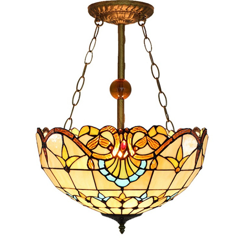 European creative glazed chandelier Tiffany stained glass living room dining room bedroom bar club decoration anti-chandelier TF045