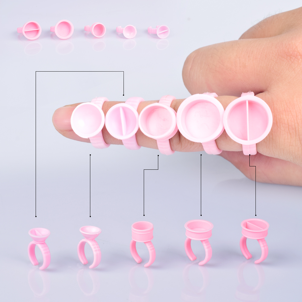 300Pcs Disposable Caps Microblading Pink Ring Tattoo Ink Cup For Supplies Accessorie Makeup Tattoo Art Tools