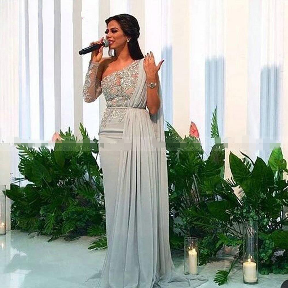 Arabic Silver Grey One Shoulder Long Sleeve Dubai Evening Dresses with Cape Lace Appliques Chiffon Long Celebrity Prom Dresses gowns, Black
Arabic Silver Grey One Shoulder Long Sleeve Dubai Evening Dresses with Cape Lace Appliques Chiffon Long Celebrity Prom Dresses gowns, Black