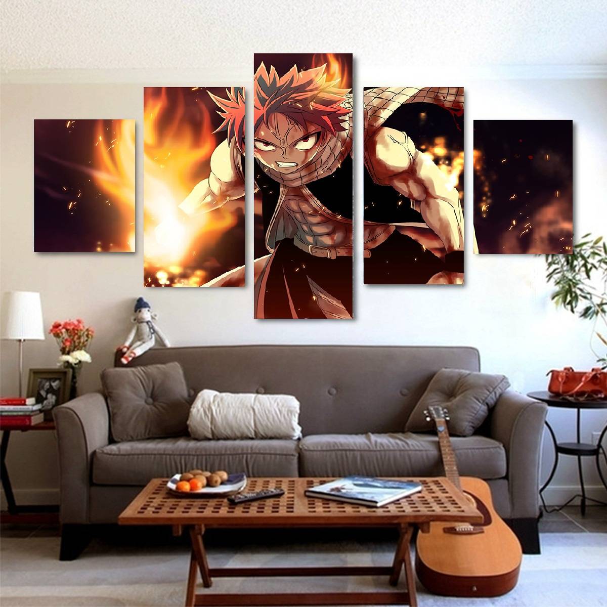 5pcs/set Unframed Fairy Tail Natsu Fire Dragon Slayers HD Print On Canvas Wall Art Painting For Living Room Decor