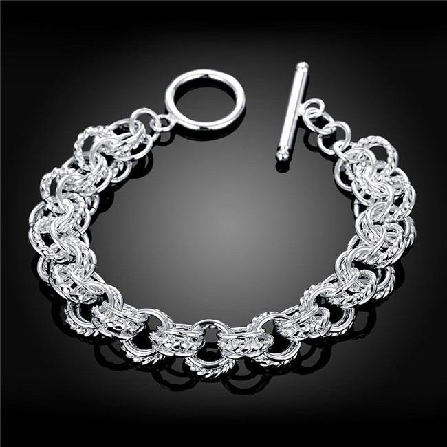 Hot sale best gift 925 silver three times TO bracelet DFMCH023,Brand new fashion 925 sterling silver plate Chain link bracelets high grade