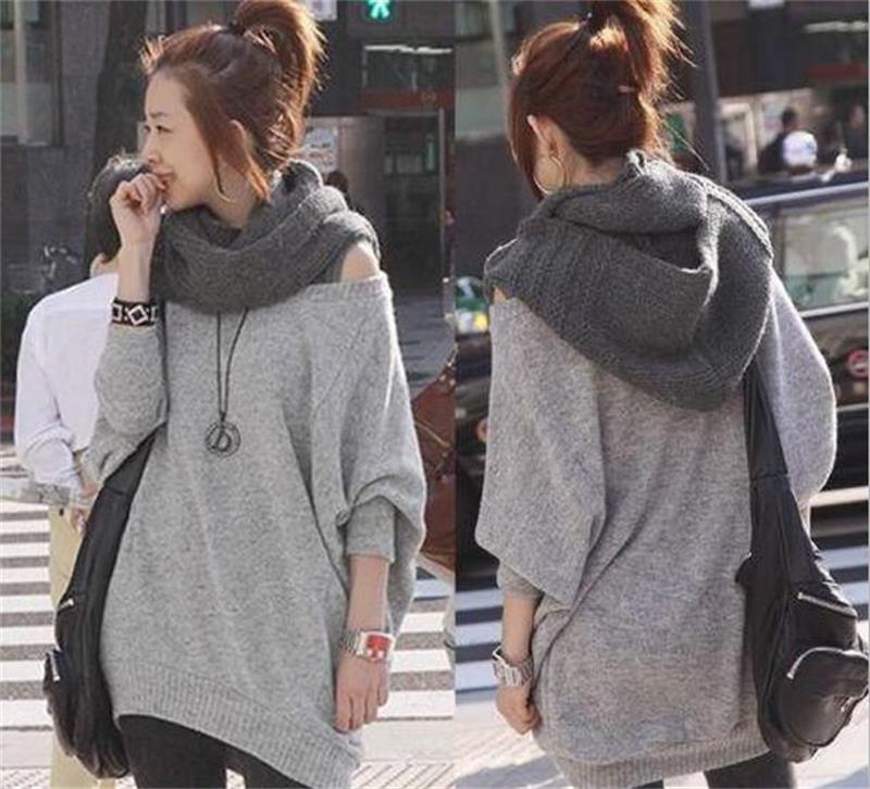 Wholesale-Winter Soft Pullover Knit Infinity Scarf Beanie Hoodie Scarf Long Hooded Scarf Wrap