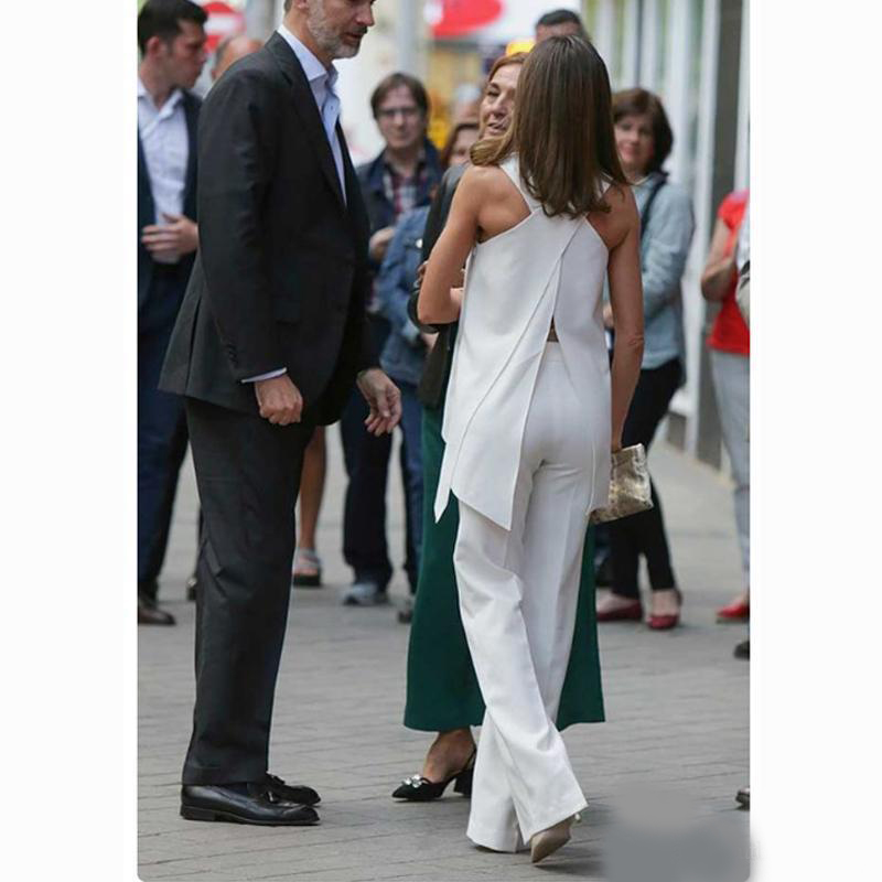Newest Cheap White Sleeveless Mother Of The Bride Suits Fashion Criss Cross Back Jewel Neck Wedding Guest Dress Custom Made