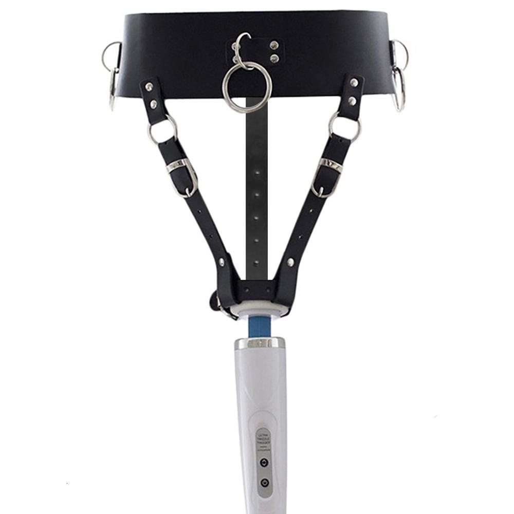 PU Leather Forced Orgasm Belt Female Chastity Belt Magic Wand Holder bdsm Bondage Restraints Harness Sex Toys for Couples Y191203