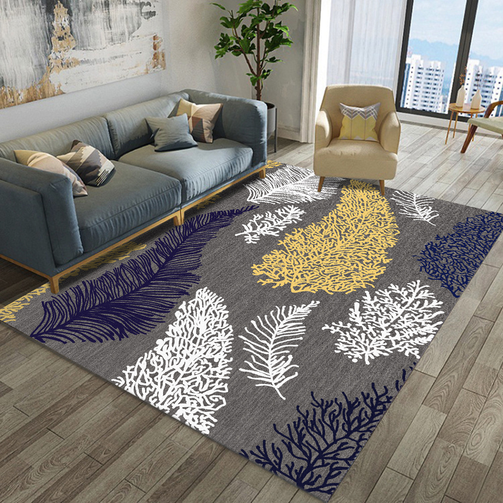 Simple modern feather living room rugs bedroom carpet children's bedside model window mat floor 3d mat rainbow rug