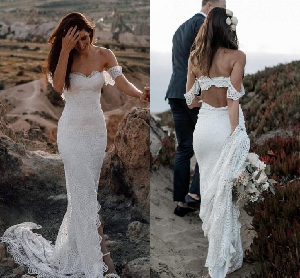 2020 Elegant Bohemian Lace Wedding Dresses Backless Boho Side Slit Wedding Gowns Off Shoulder Beach Bridal Dress Plus Size Vestidos De Noiva, White
2020 Elegant Bohemian Lace Wedding Dresses Backless Boho Side Slit Wedding Gowns Off Shoulder Beach Bridal Dress Plus Size Vestidos De Noiva, White