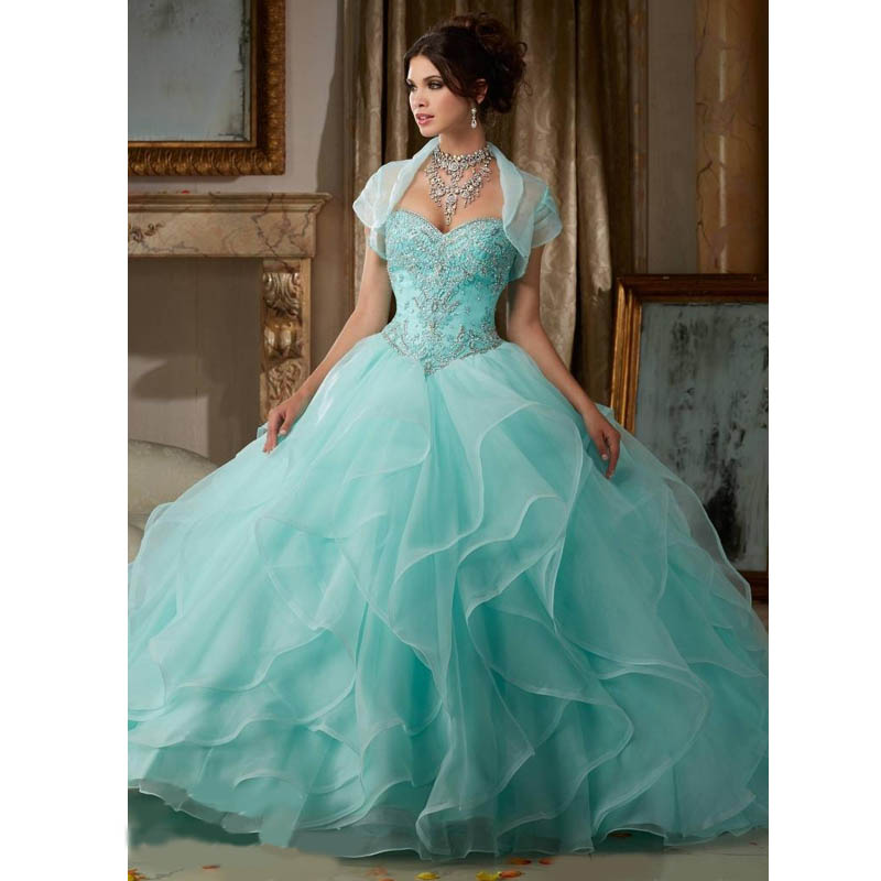 2020 Pricness Quinceanera Dresses Cascading Ruffles Tulle Junior Beaded Crystal Sweet 16 Long Prom Party Gowns Pageant Dresses