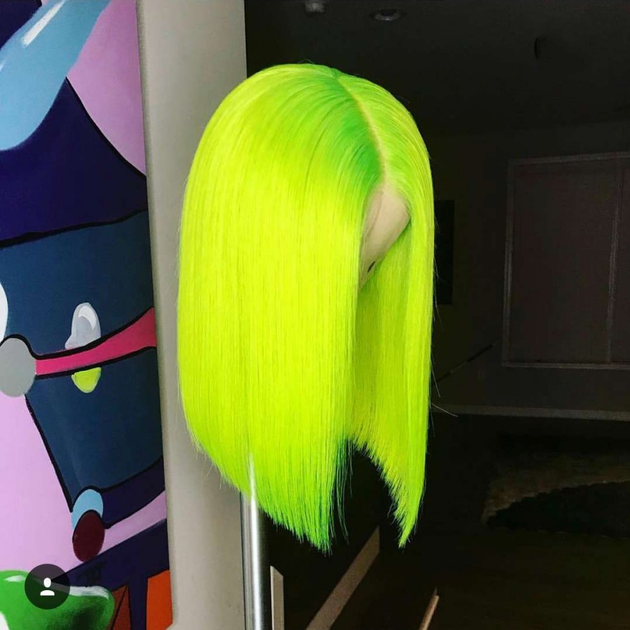 Fashion cheap brazilian full Lace Front Wigs Green short bob wig For white/black Women Heat Resistant straight Synthetic cosplay Wig