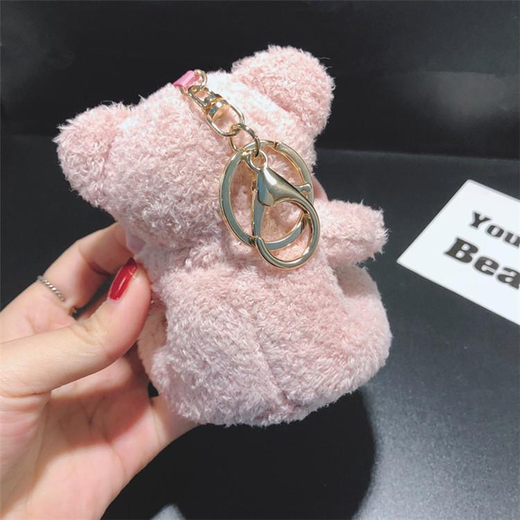 Cute Plush Teddy Sitting Position Bear Keychain Flash Diamond Doll Car Key Chain Ring Ladies Bag Pendant Cute Keychain