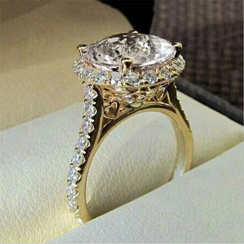 Sparkg Jewelry Sterg Sier Round Cut Big White Topaz CZ Dia SONA Gemstones Women Wedding Bridal Ring For Lover Gift