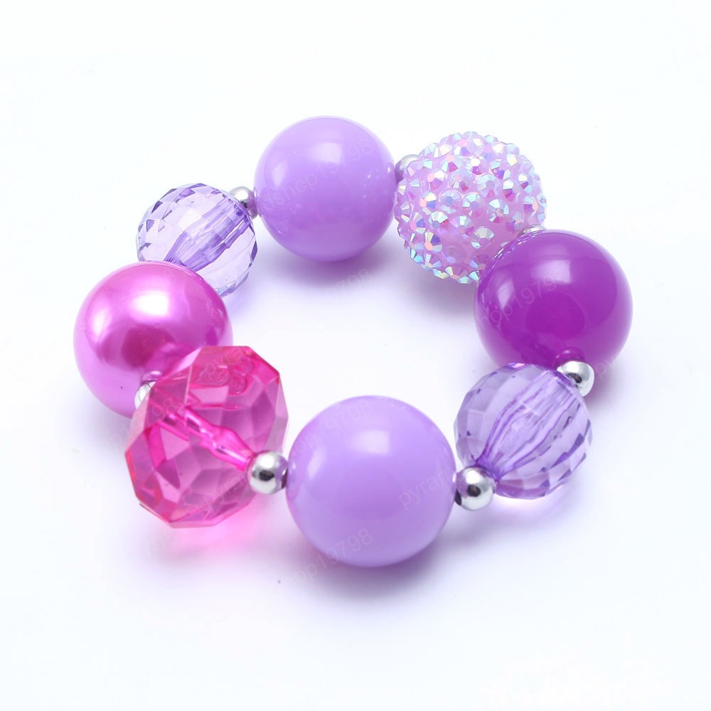 Cute Purple Chunky Beads Necklace Bracelets Set For Child/Kids/Girls Fashion Bubblegum Beaded Jewelry Set For Party New
