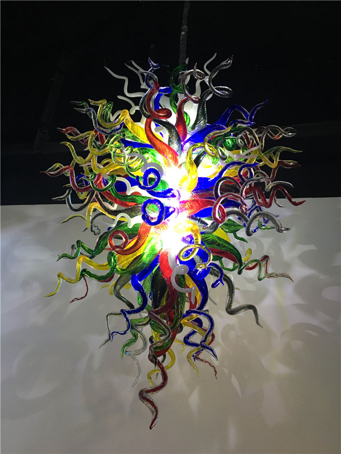 Murano Chandelier LED Glass Pendant Light Tiffany G9 Hand Blown Glass Chandelier Multi Color Art Deco Stained Glass Dining Room Lamps