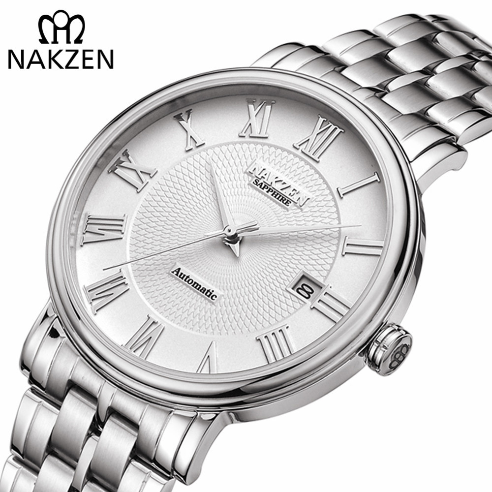 NAKZEN Men Classic Automatic Mechanical Watches Brand Luxury Man Stainless Steel Wristwatch Clock Relogio Masculino Miyota 9015 Y200414, Slivery;brown
NAKZEN Men Classic Automatic Mechanical Watches Brand Luxury Man Stainless Steel Wristwatch Clock Relogio Masculino Miyota 9015 Y200414, Slivery;brown