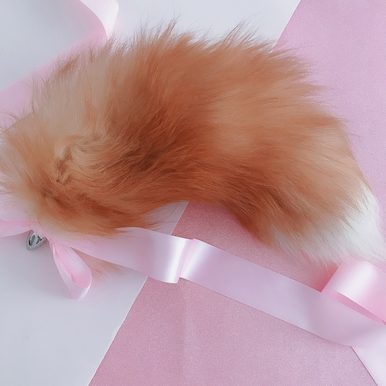 40cm16quot Real Crystal Fox Fur Tail Plug Stainless Steel Adult Funny Sexual Anal Butt Cosplay Toy