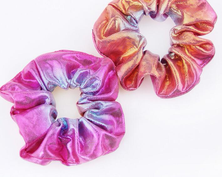 Hair Scrunchie Accesories Women Girl Ponytail Holder Rope Hair scrunchies Dot Shiny Fabric Gradient color Laser Hair bands Headbands GB1665