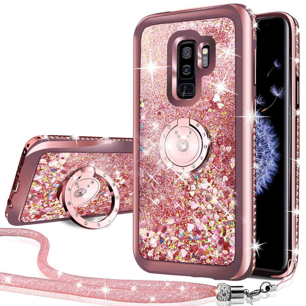 Girls Moving Liquid Holographic Sparkle Glitter Case with Kickstand, Bling Diamond Rhinestone Bumper W/Ring for Samsung Galaxy S9 Plus, Purple
Girls Moving Liquid Holographic Sparkle Glitter Case with Kickstand, Bling Diamond Rhinestone Bumper W/Ring for Samsung Galaxy S9 Plus, Purple